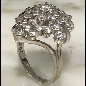 925 Cubic Zirconia Cluster Ring